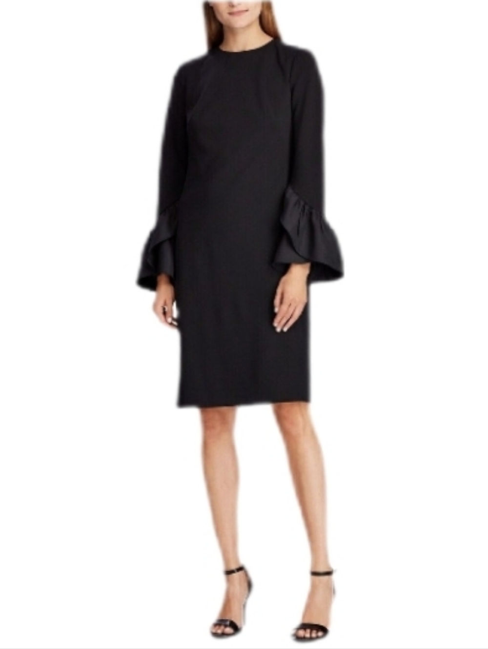 🆕 Lauren Ralph Lauren Classic Black Ruffle-Sleeve Shift Dress 10